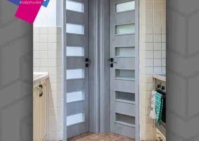 Basic CPL Kapuvár és Bonyhád beltéri ajtók chromix ezüstben, savmart üveggel, Búcsúszentlászló