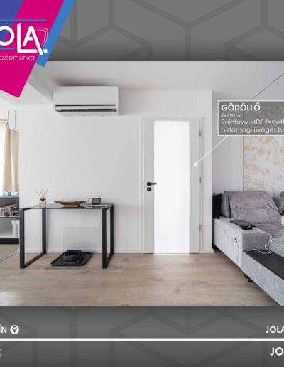 Rainbow Gödöllő festett beltéri ajtó biztonsági üveggel, Győr