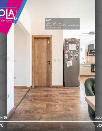 Rhino A-2 beltéri ajtó Halifax tölgy színben, fekete csíkokkal, Gönyű