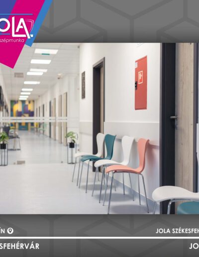 Rhino-Atvyn A-1 ajtó, Halifax fehér tölgy színű, modern kórházi folyosón