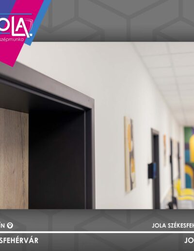 Rhino-Atvyn A-1 beltéri ajtó halifax fehér tölgy, gyémántszürke tokkal, kórházban Székesfehérvár