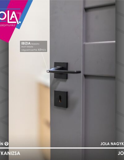 Rhino S-4 beltéri ajtó gyémánt szürke színben, fekete Maestro Ibiza kilinccsel, Nagykanizsa