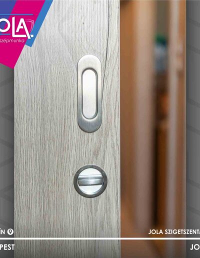 Basic CPL beltéri ajtó fehér tölgy, húzókapó és WC zár részlet Budapest