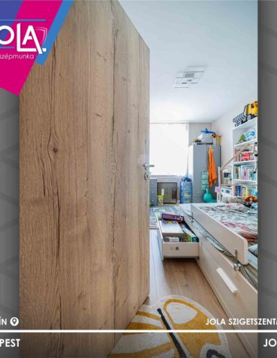 Basic CPL Kisbér beltéri ajtó fehér tölgy, húzókás kivitel, Budapest, gyerekszoba