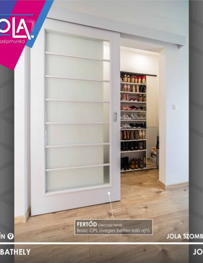 JOLA Fertőd üveges tolóajtó, tejfehér színben, Szombathelyen