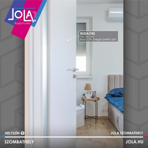JOLA Budaörs üveges beltéri ajtó tejfehér színben Szombathelyen