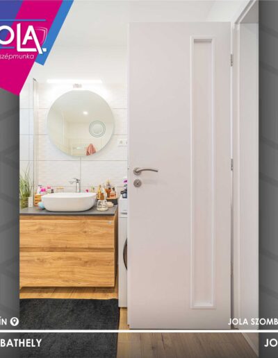 JOLA Budaörs ajtó, tejfehér szín, Szombathelyi fürdőszoba