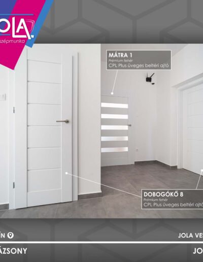 CPL Plus beltéri ajtók Tótvázsonyban: Mátra üveges és Dobogókő kulcslyuk nélküli.