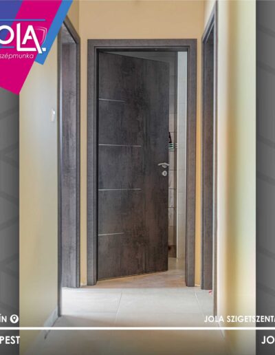 Basic CPL Dorog ajtó fémintarziával, Budapest, szürke-barna felület