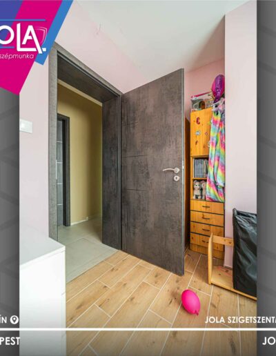 Basic CPL Dorog ajtó matt szürke mintával, budapesti beépítés.