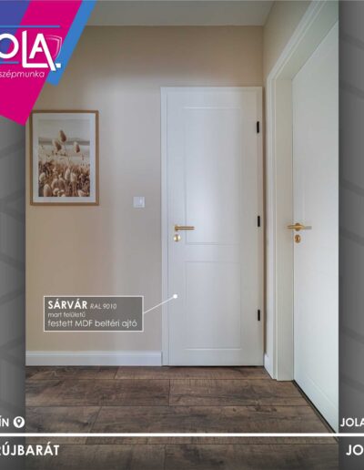 Festett MDF Sárvár beltéri ajtó RAL 9010 színben Győrújbaráton