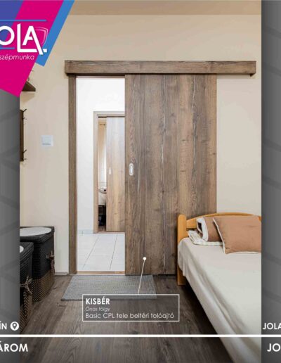 Basic CPL Kisbér tolóajtó ónos tölgy színben, komáromi beépítés