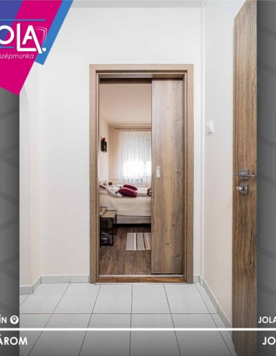 Basic CPL Kisbér toló beltéri ajtó ónos tölgy színben, komáromi beépítés