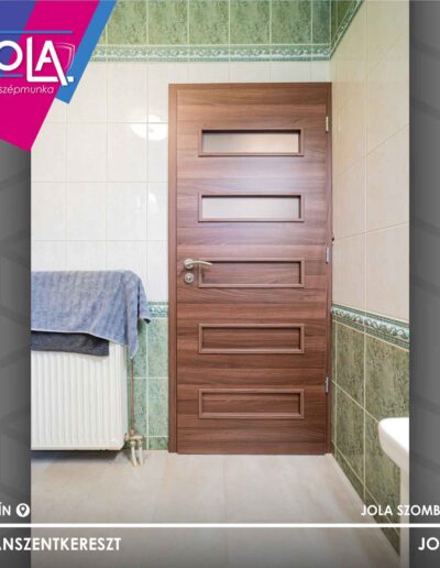 Arad CPL beltéri ajtó dohányzó színben, üvegezett panel a fürdőszobában Táplánszentkereszten