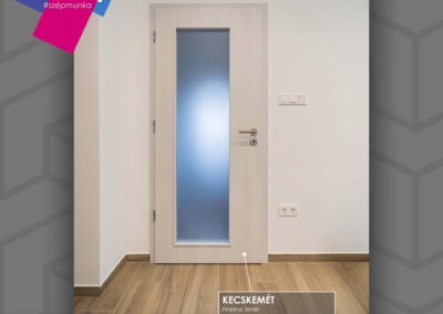 Kecskemét Basic CPL üveges beltéri ajtó fineline fehér, minimalista stílusban, Sokorópátka.