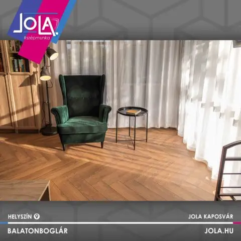 Harlech tölgy halszálkás laminált padló Balatonbogláron, klasszikus meleg tölgy árnyalattal